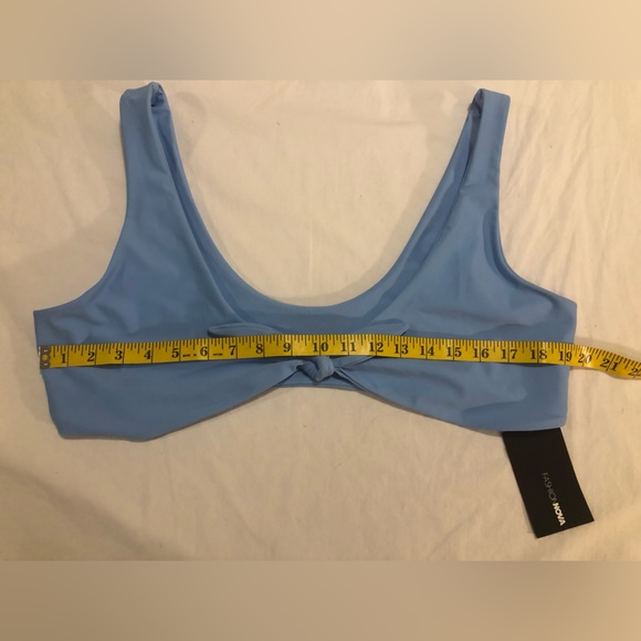 Fashion Nova NWT pastel blue tie front bikini top, 1X - Picture 4 of 8